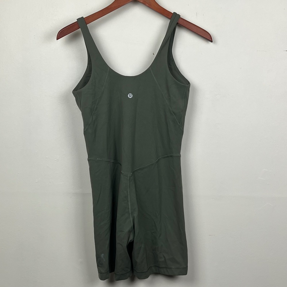 Lululemon Align Bodysuit 6" Size 8 Dark Olive Green Athleisure Fitess Yoga